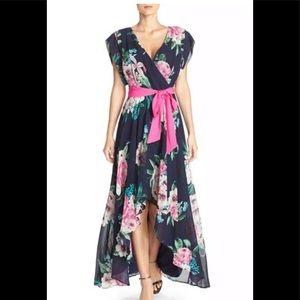 Eliza J High/Low Floral Faux Wrap Maxi Dress